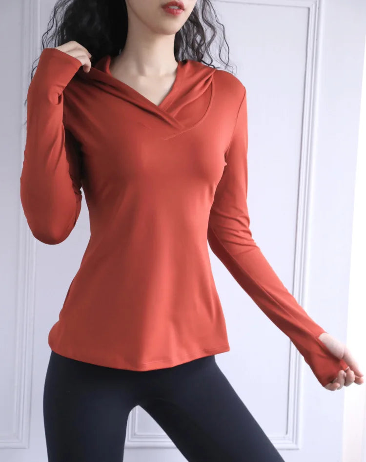 Women Back Forked Yoga Shirt Long Sleeve Thumb Hole Running T-shirt Mesh Breathable Sport Hoodies Fitness Top Gym Workout Blouse
