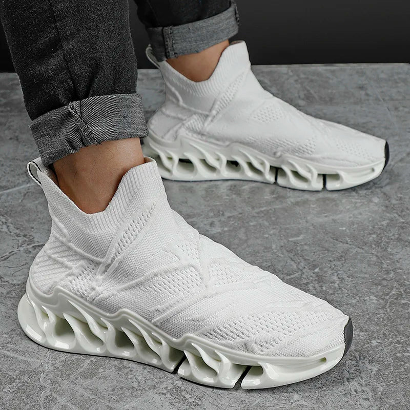 Large Size 39-46 Men's Blade Shoes High Elastic Socks Breathable Trendy Mesh Lining Anti-Slip for Spring Autumn Winter