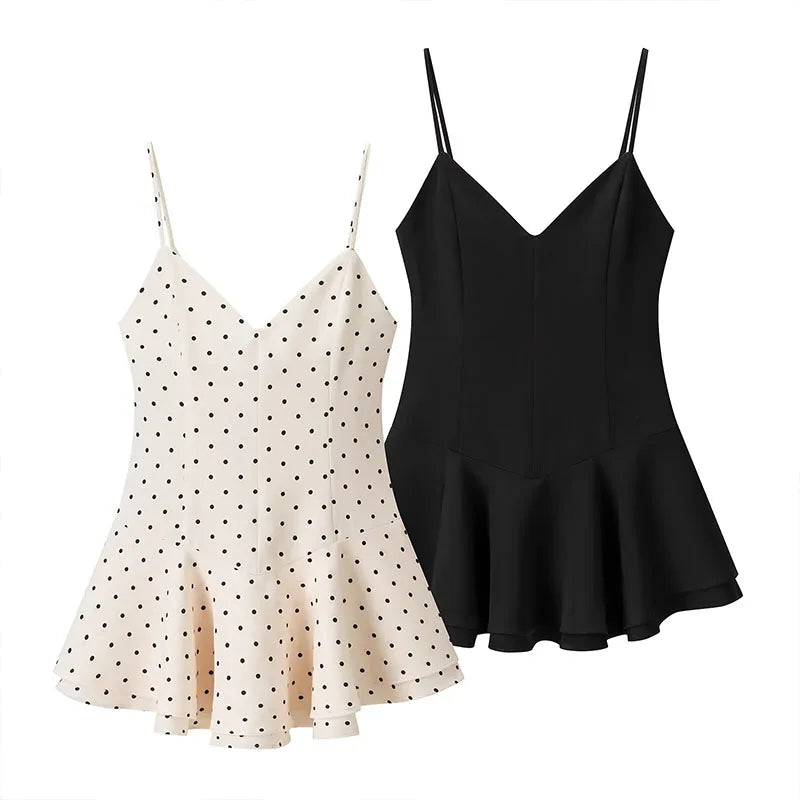 ZATRHMBM 2026 New Spring/Autumn Women's Fashion Polka Dot Short Dress, Retro Casual Elegant Women's Dress