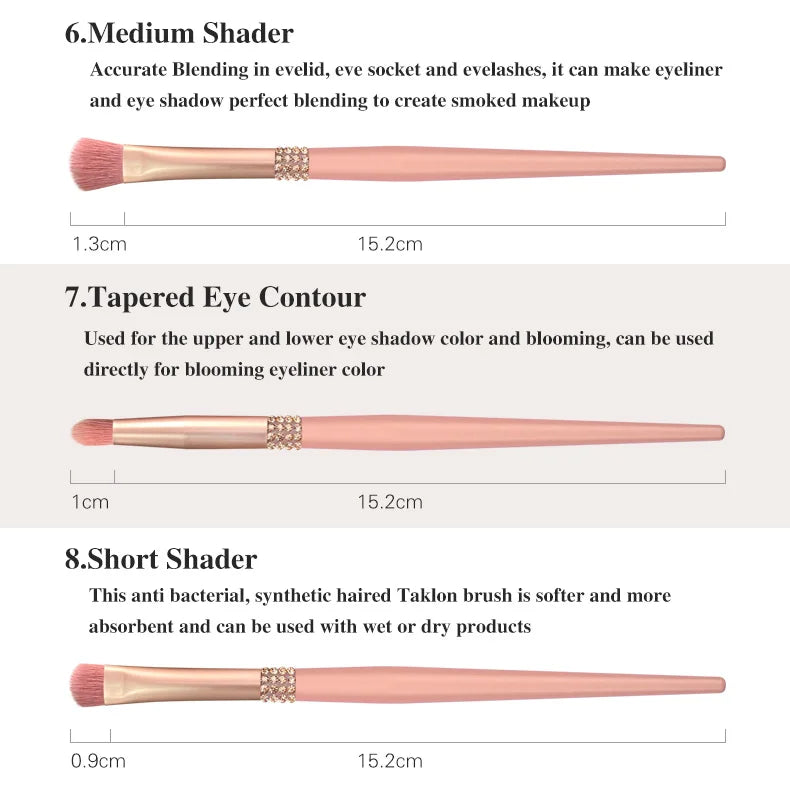 LOYBJ 10pcs Diamond Makeup Brushes Set Cosmetics Blending Tool Powder Foundation Blush Highlight Eyeshadow Eyebrow Eyelash Brush