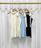 Bow-knot Backless Halter-neck Knitted Anti-Bacterial Embroidered Camisole Womens Summer Slim-fit Edgy Design Outerwear Blue