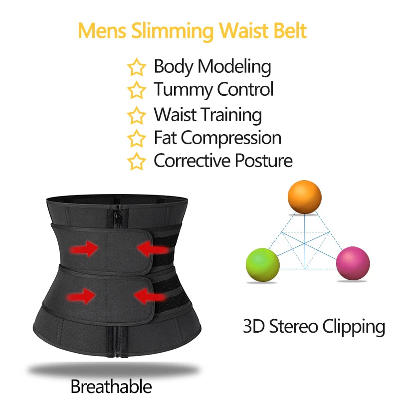 Men Waist Trainer Corsets Fitness Trimmer Belt Slimming Body Shaper for Weight Loss Sauna Sweat Girdle Workout Fat Burner Fajas