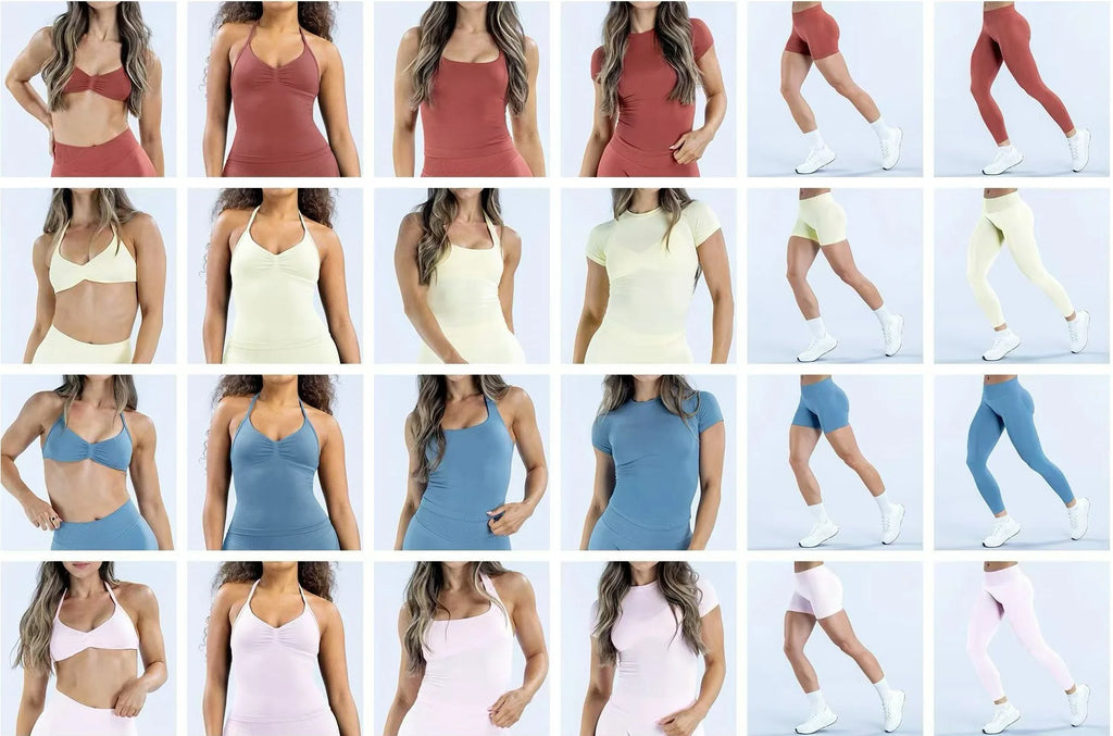 Wholesale Single Shoulder Seamless Yoga Bra Shockproof Yoga Set Sports Scrunch Butt Legging High Elastic Workout Running Wear