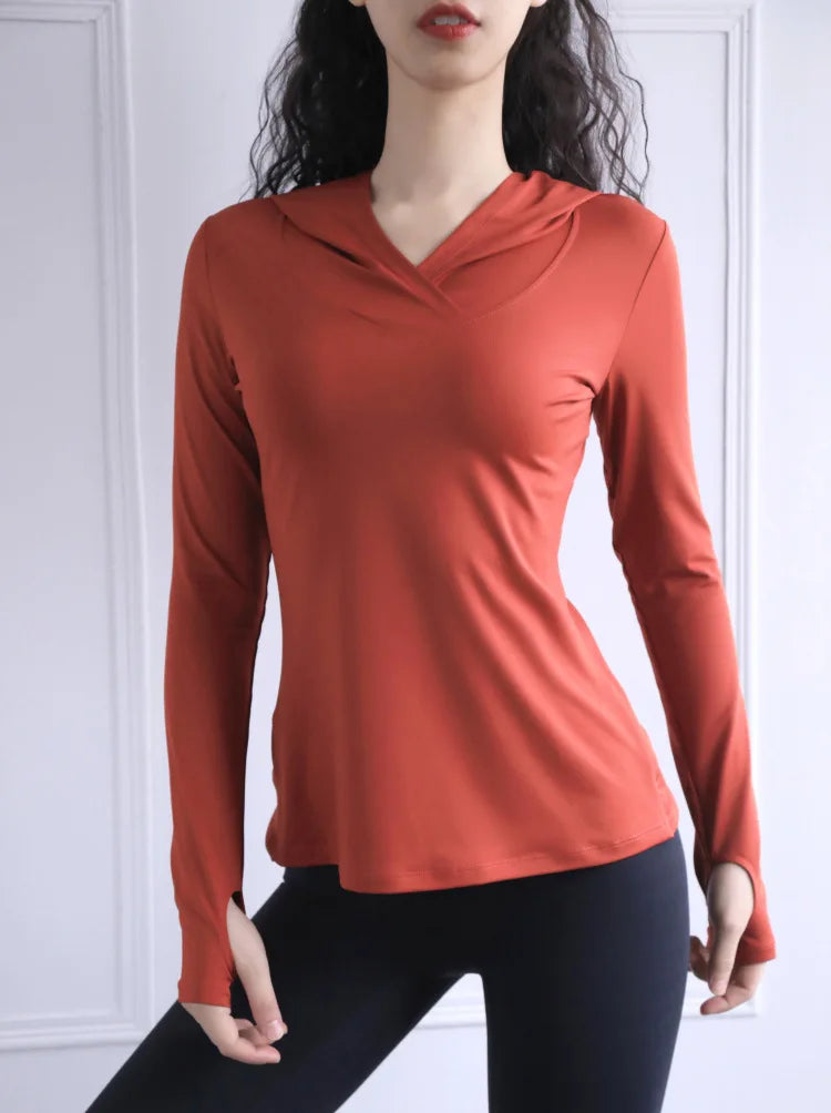 Women Back Forked Yoga Shirt Long Sleeve Thumb Hole Running T-shirt Mesh Breathable Sport Hoodies Fitness Top Gym Workout Blouse