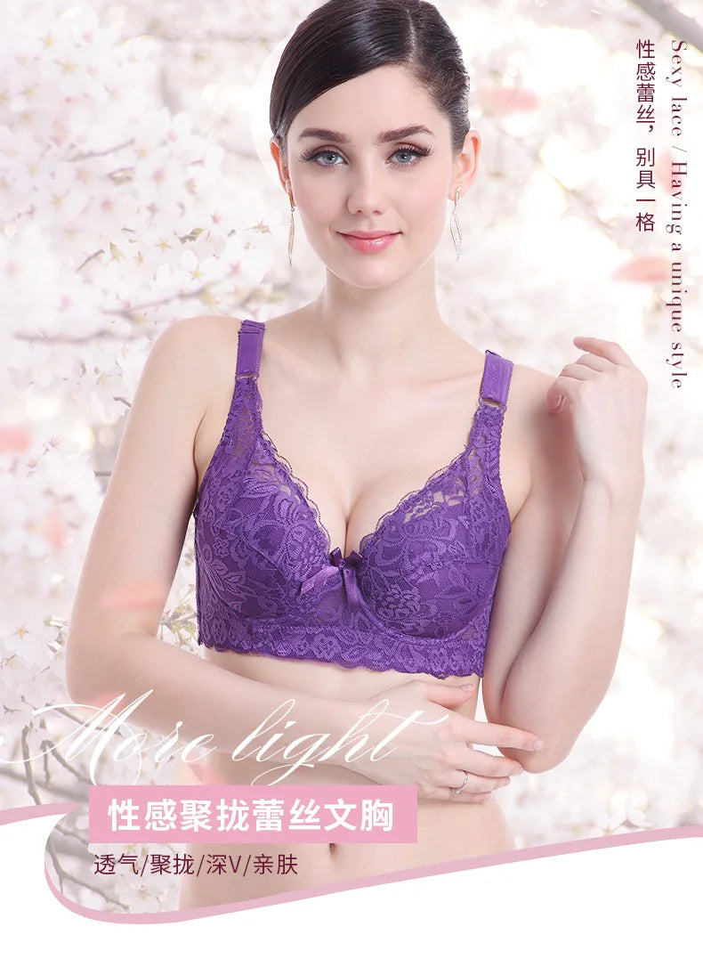 Women's Sexy Lace Wireless Push Up Bra Sexy Wire Free Bras For Women Plus Size 75-105 B C D Thin Cup Bralette Lingerie Intimates