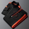 Casual Sports Suit Couples New Autumn Winter Style Color-blocking Striped Breathable Patchwork Trendy Slim-fit Two-piece Set