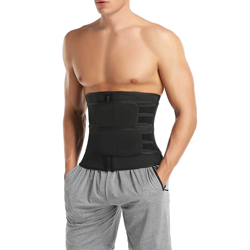 Men Waist Trainer Trimmer Belt for Weight Loss Neoprene Body Shaper Sauna Workout Sweat Belly Belt with Double Straps Shapewear