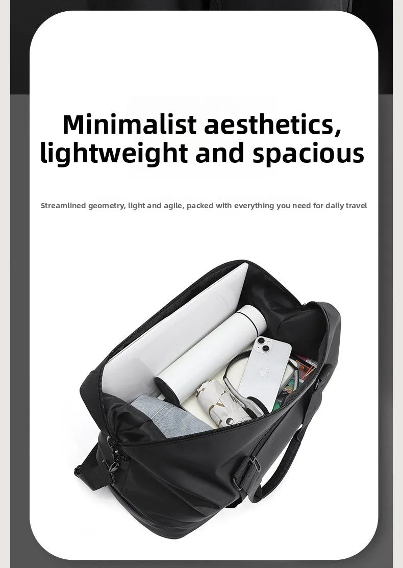 Tomic New PU Sports Fitness Bag Men Separate Compartments Wet Dry Items 30-40L Backpack Hand-held Short-trip Travel Bag