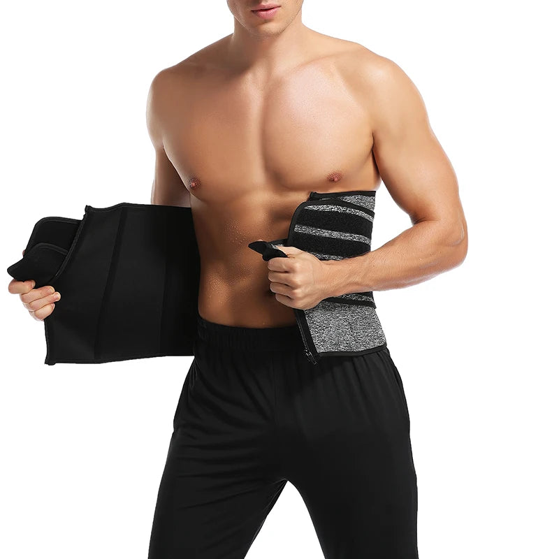 Men Waist Trainer Trimmer Belt for Weight Loss Neoprene Body Shaper Sauna Workout Sweat Belly Belt with Double Straps Shapewear