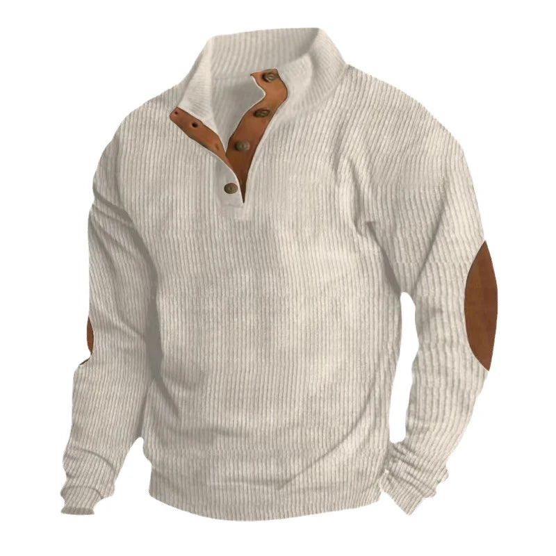 Fashion Solid Color Men's Hoodies Non Hooded Corduroy Hoodies Men High Quality Winter Stand-up Collar Hoodies