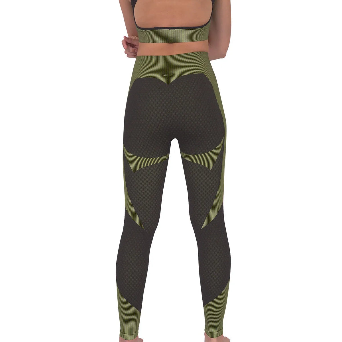 Trois Seamless Legging - Black With Green