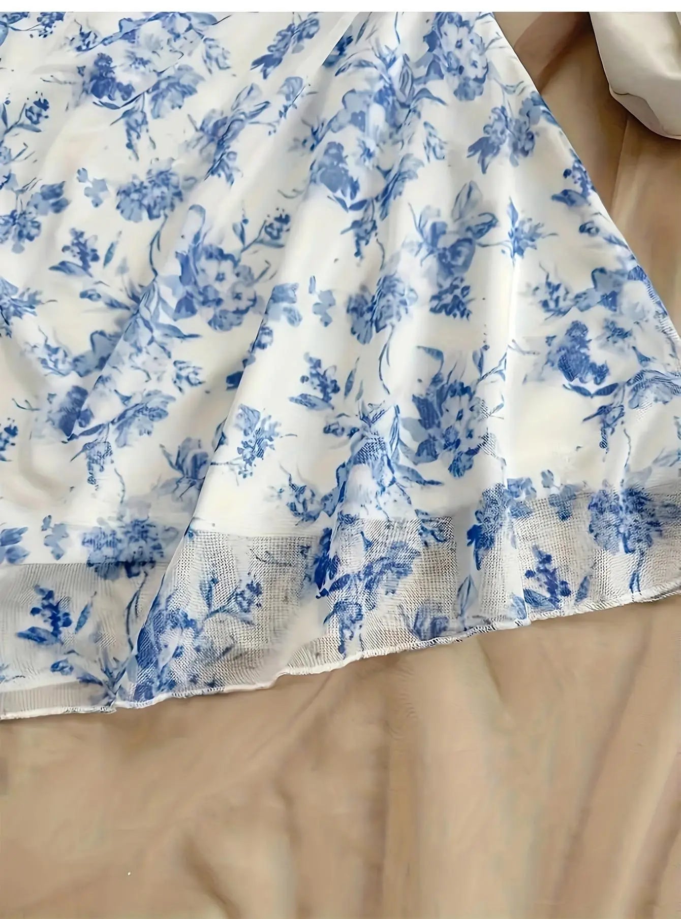 French Style Sweet Empire Waist Floral Strappy Dress Slim Fit Summer Casual Short Skirt