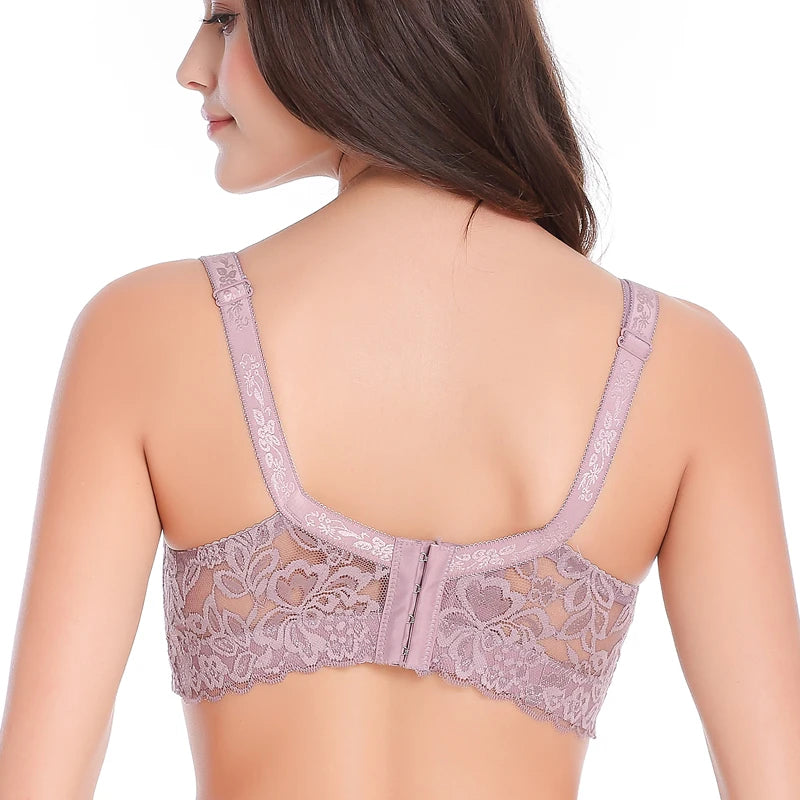 Women Push Up Black Lingerei Sexy Bra Underwire Thin Cotton Padded Lace Sheer Minimizer Bra Big Bust 80-115 B C D Cup Bra C3306