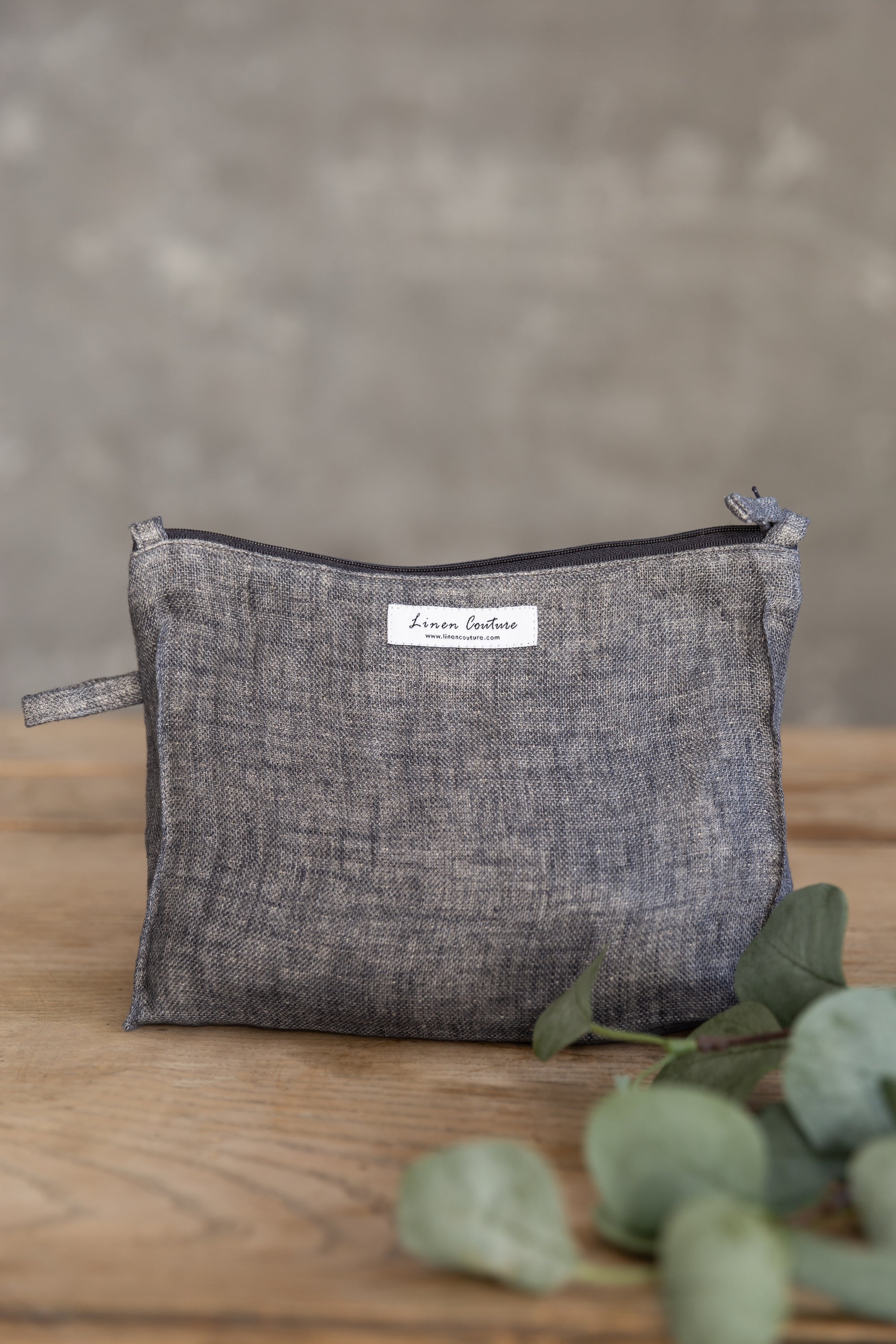 Double cloth linen large makeup bag with zipper | 43001508