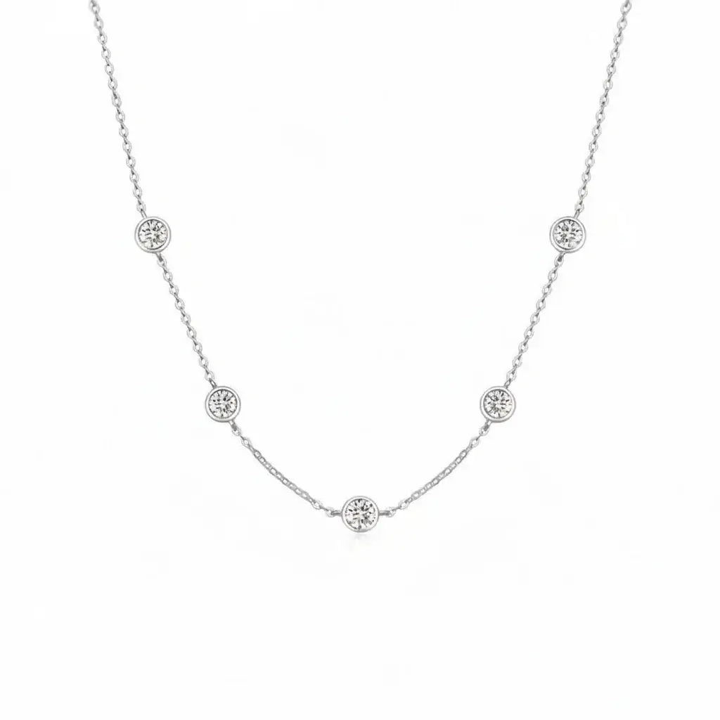 Moissanite bubble set necklace 925 Sterling Silver Moissanite