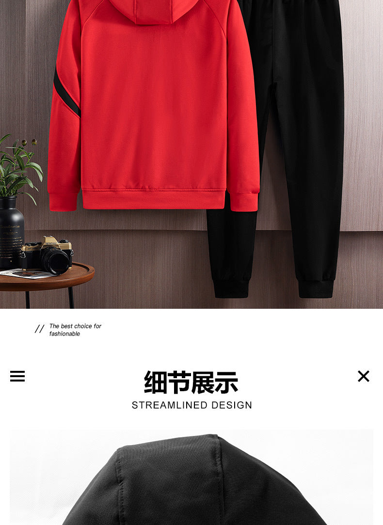 2024 Spring and Autumn Men's Sportswear Casual Suit Men's Hooded Cardigan Sportswear Running Suit Two-Piece Set for Boys