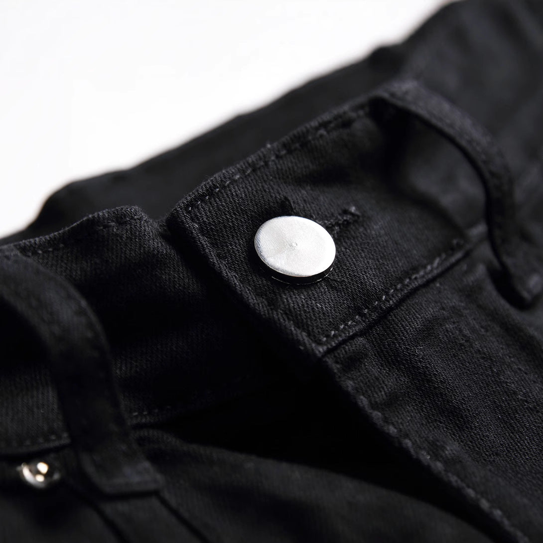 2020 Foreign Trade New Men's Clothing Slim Ripped Straight-Leg Jeans Black Casual Fashion Long Jeans Wholesale