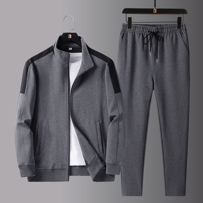 Spring and Autumn New Sports Suit Men's Trendy Casual Sportswear Suit Men's Large Size Sweatshirt Suit Two-Piece Set