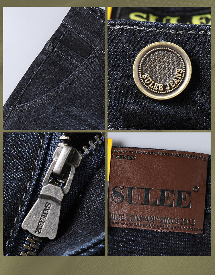 Su Lee Men's Jeans Spring and Summer Men's Elastic Loose Straight Retro Business Casual Trendy Brand Long Pants