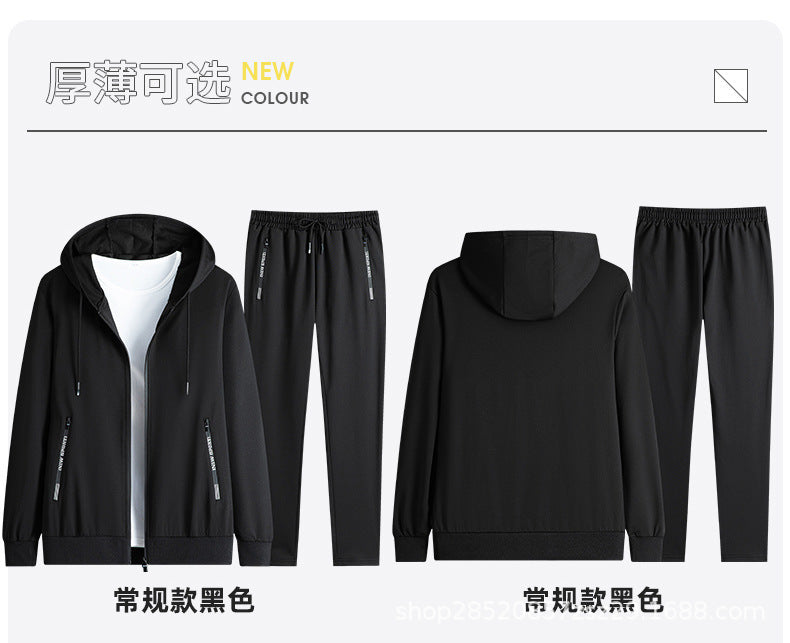 New men's suit spring and autumn hooded long sleeve plus size two suit leisure running sportswear