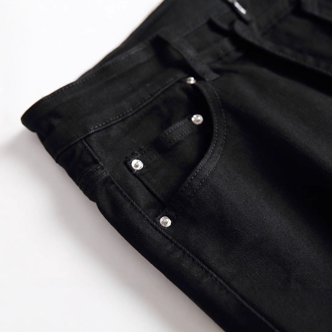 2020 Foreign Trade New Men's Clothing Slim Ripped Straight-Leg Jeans Black Casual Fashion Long Jeans Wholesale