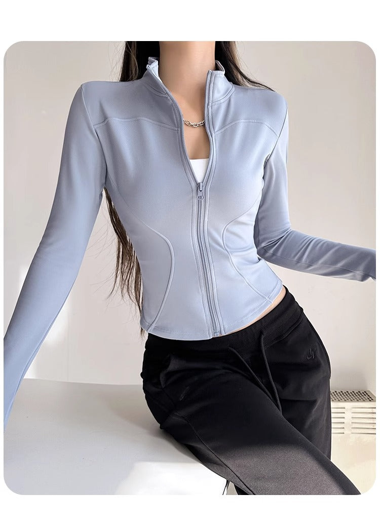Stand Collar Slimming Fitness Clothing Slimming Yoga Top Running Sports Jacket Pilates Training Yoga Clothing