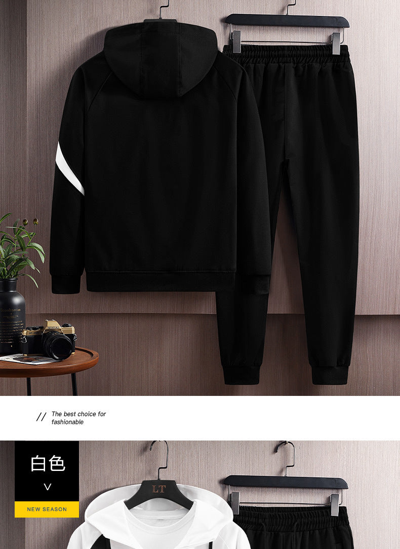2024 Spring and Autumn Men's Sportswear Casual Suit Men's Hooded Cardigan Sportswear Running Suit Two-Piece Set for Boys