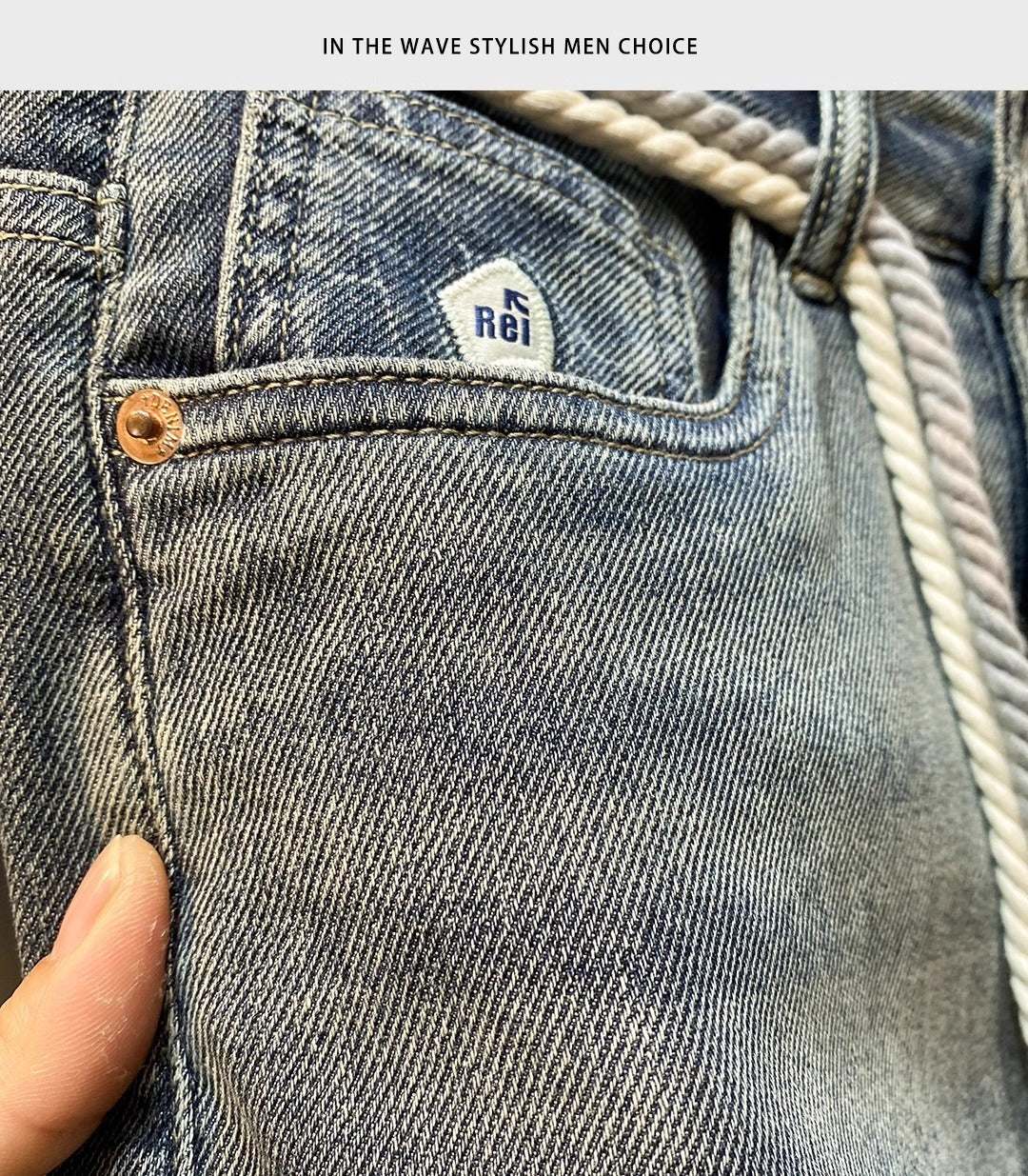 High-End Men's Jeans 2025 Autum New Slim-Fitting Small Straight Pants Trendy Brand Printed Casual Pants for Small Feet