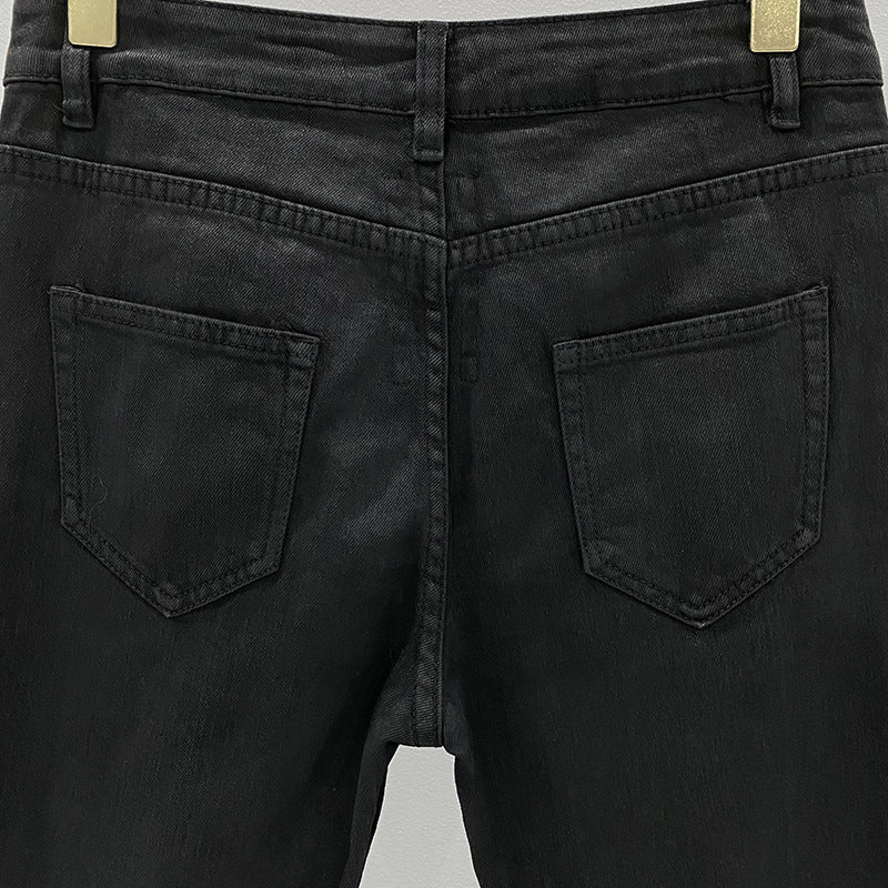 Subhuman Men's Style | Dark Classic Versatile Autumn/Winter Waxed Coating Craftsmanship Self-Designed Long Jeans