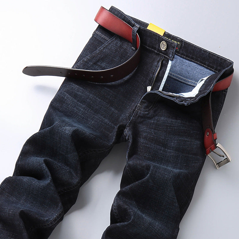 Su Lee Men's Jeans Spring and Summer Men's Elastic Loose Straight Retro Business Casual Trendy Brand Long Pants