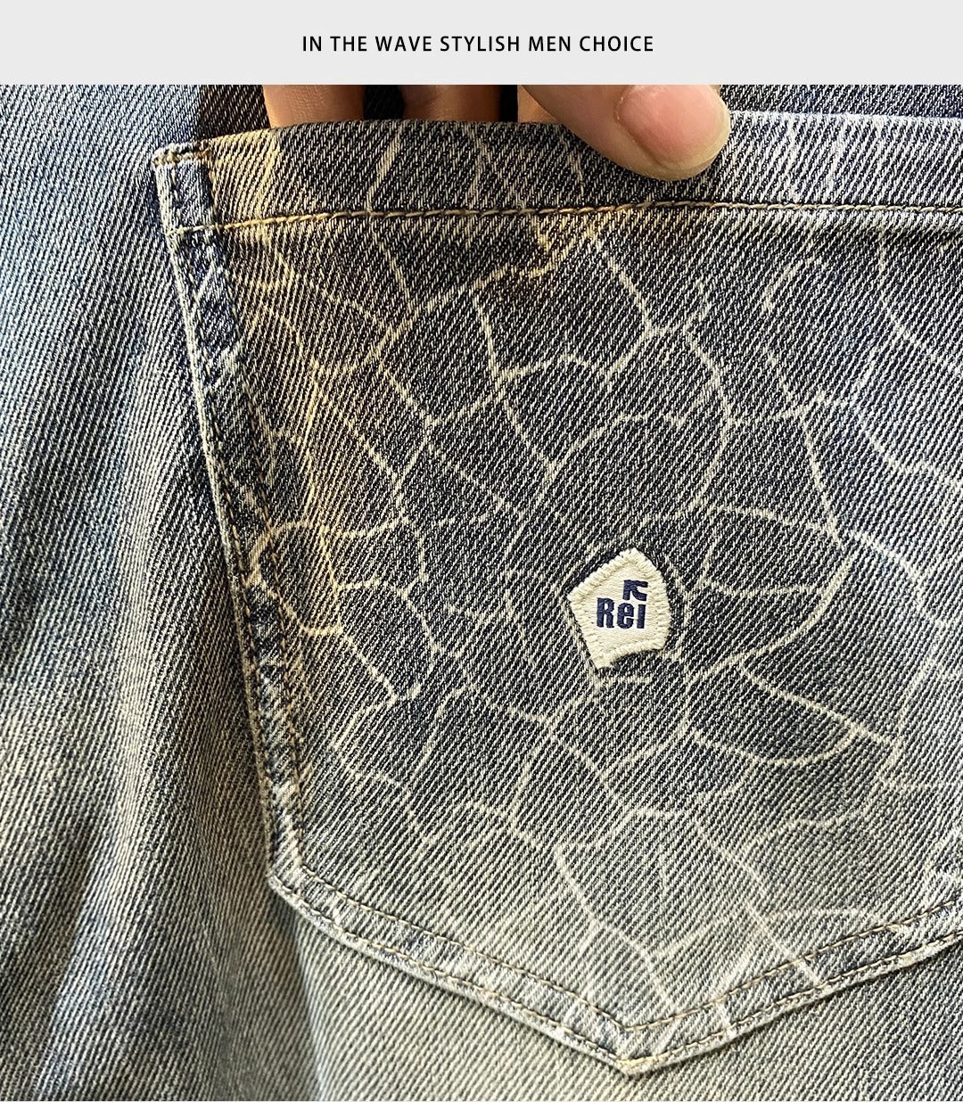 High-End Men's Jeans 2025 Autum New Slim-Fitting Small Straight Pants Trendy Brand Printed Casual Pants for Small Feet