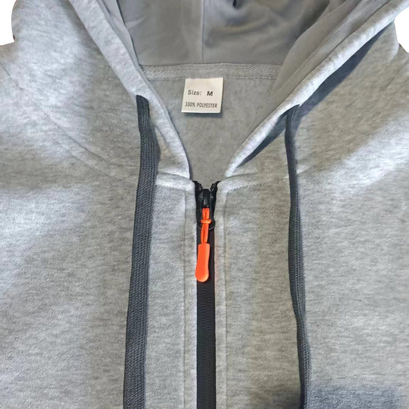 Cross-border Autumn and Winter Sports Sweater suit Men's Multi-pocket Zipper Hoodie Sportswear suit Sweater Light Plate