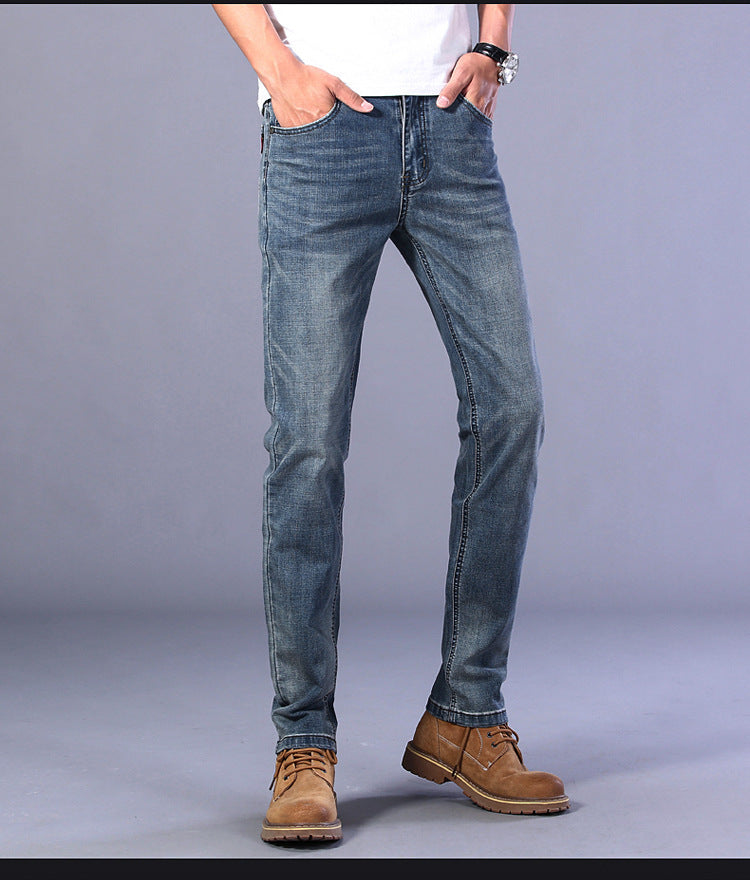 Su Lee Men's Jeans Spring and Summer Men's Elastic Loose Straight Retro Business Casual Trendy Brand Long Pants