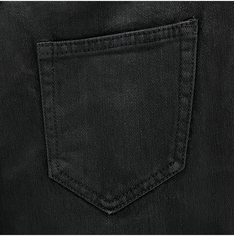 Subhuman Men's Style | Dark Classic Versatile Autumn/Winter Waxed Coating Craftsmanship Self-Designed Long Jeans