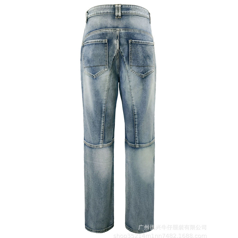 Cross-border European and American Motorcycle Kevlar Double Zipper Riding Pants Four Seasons Motorcycle Slim-fit Jeans Racing Anti-fall Pants