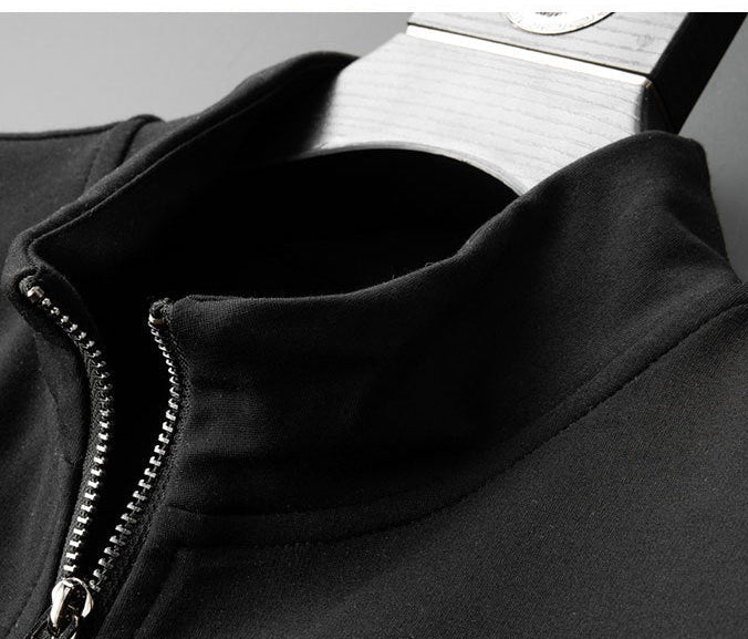Casual Suit Men's Autumn New Roman Collar Embroidered Bee Jacket Fashionable Brand Youth Sportswear Two-piece Set