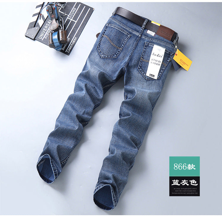 Su Lee Men's Jeans Spring and Summer New Straight Loose Business Elastic Versatile Long Pants Men's Cross-Border Men's Pants