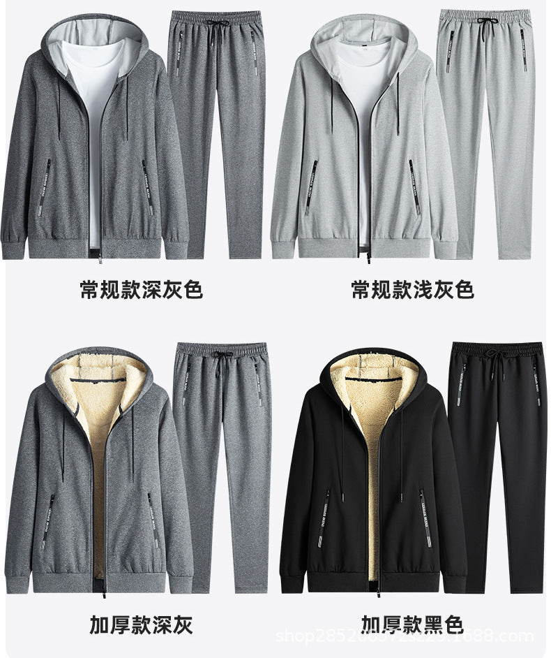 New men's suit spring and autumn hooded long sleeve plus size two suit leisure running sportswear