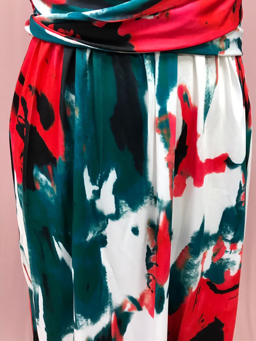 2025 Cross-Border Amazon Spring and Summer New European and American Fashion V Neck Suspender Printed Beach Dress Long Skirt