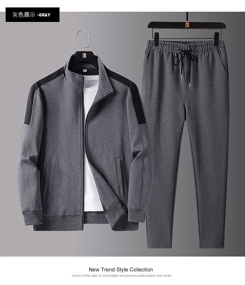 Spring and Autumn New Sports Suit Men's Trendy Casual Sportswear Suit Men's Large Size Sweatshirt Suit Two-Piece Set