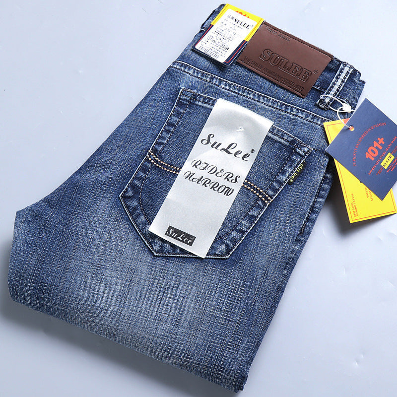 Su Lee Men's Jeans Spring and Summer Men's Elastic Loose Straight Retro Business Casual Trendy Brand Long Pants