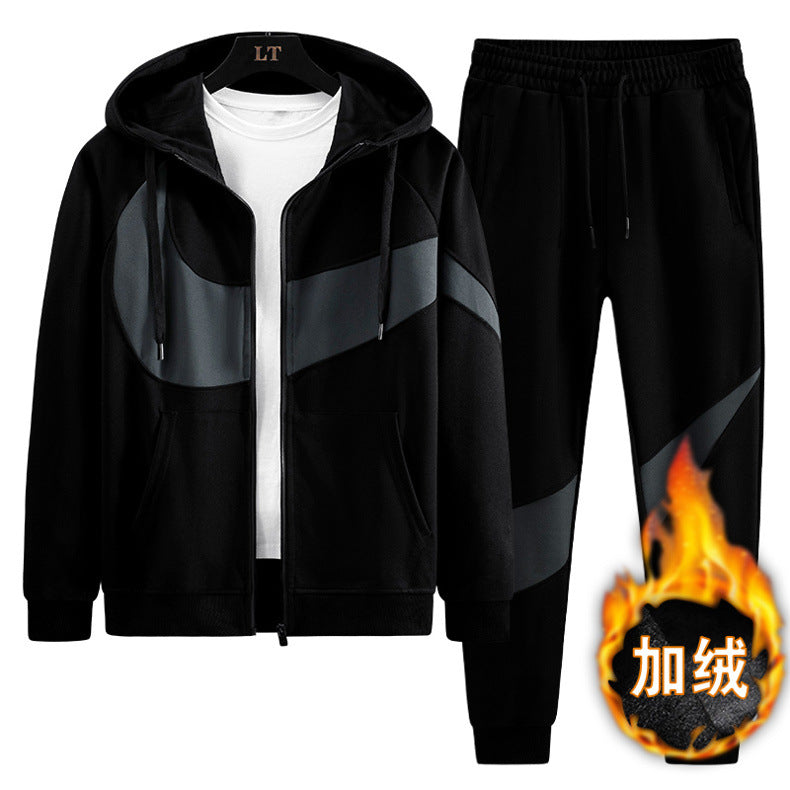 2024 Spring and Autumn Men's Sportswear Casual Suit Men's Hooded Cardigan Sportswear Running Suit Two-Piece Set for Boys