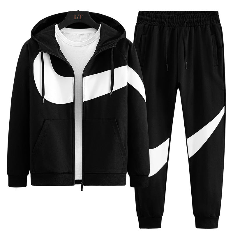 2024 Spring and Autumn Men's Sportswear Casual Suit Men's Hooded Cardigan Sportswear Running Suit Two-Piece Set for Boys