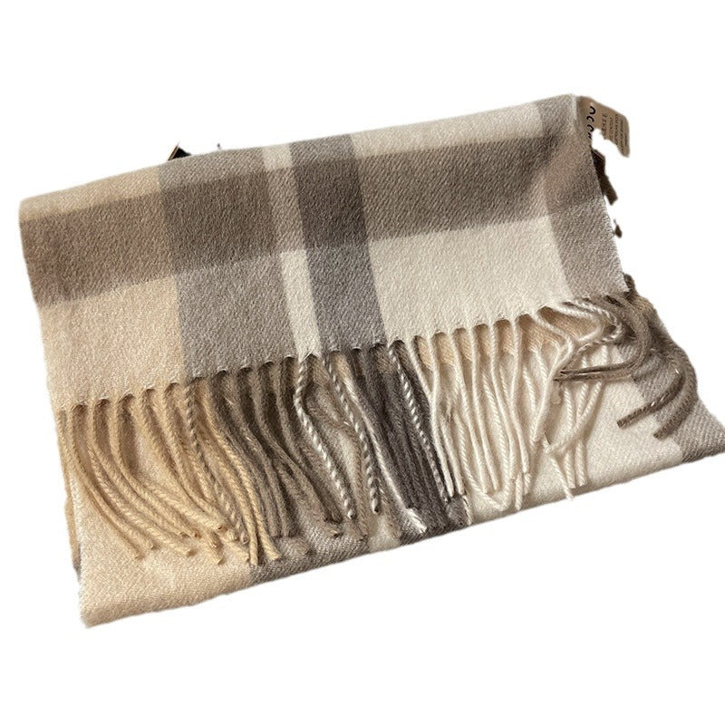Autumn and Winter Australian Wool Scarf Classic British Scarf Women's Unisex Couple's Warm Scarf