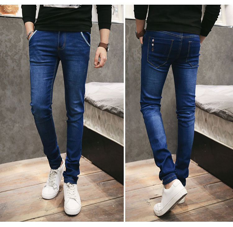 Summer Thin Jeans Men's Korean Style Slim-fit Youth Casual Nostalgic Stretch Handsome Trendy Brand Skinny Pants