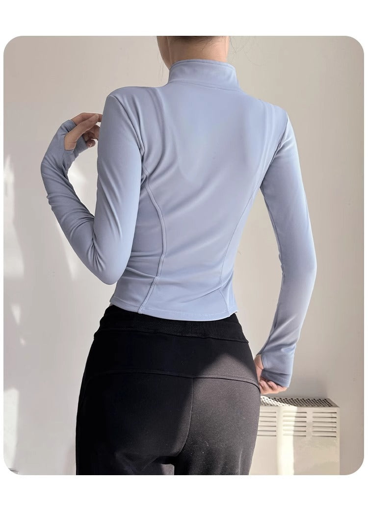 Stand Collar Slimming Fitness Clothing Slimming Yoga Top Running Sports Jacket Pilates Training Yoga Clothing
