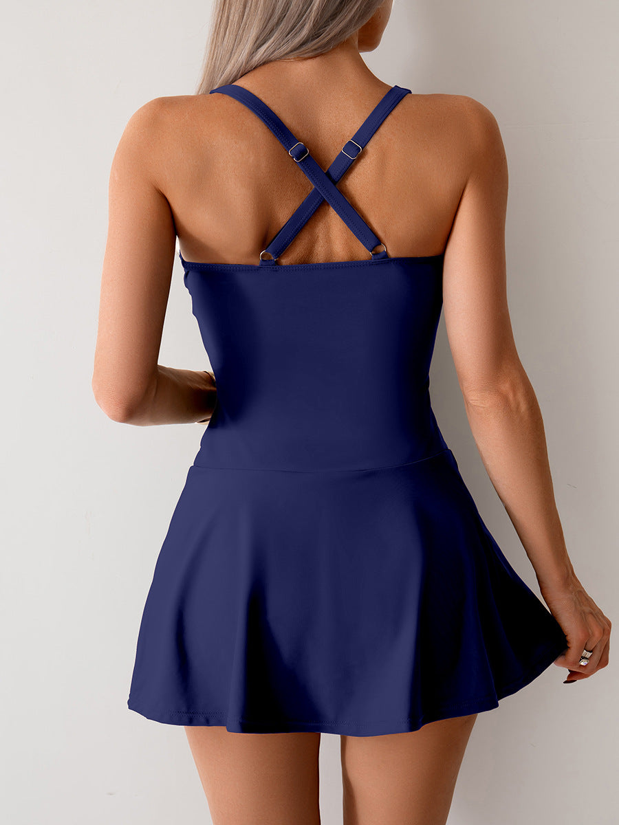 New Split Swimsuit Women's Hot Spring Cross-border European and American Skirt plus size Swimsuit Boxers Wholesale