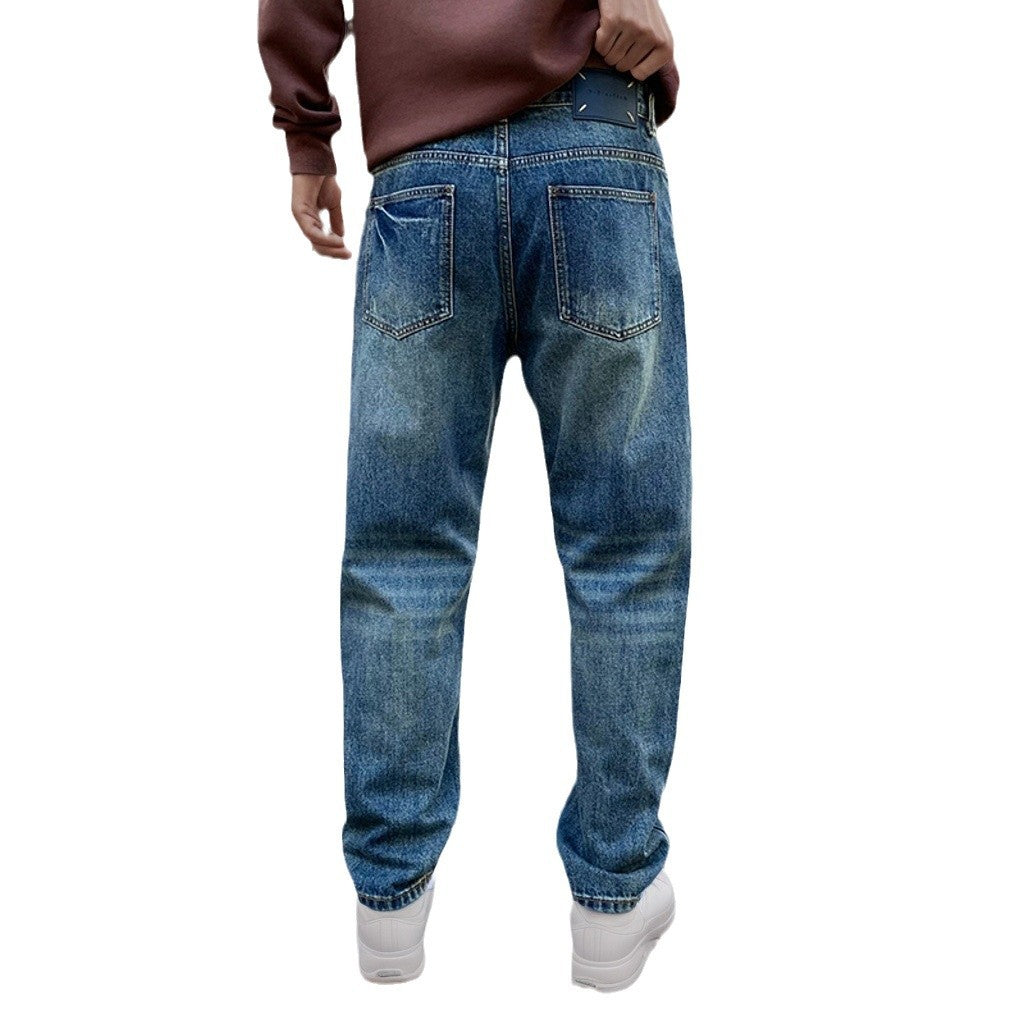 American Style Trendy Brand Ripped Jeans Men's Autumn New Duffy Handsome Trendy Niche Design Sense Loose Straight Long Pants