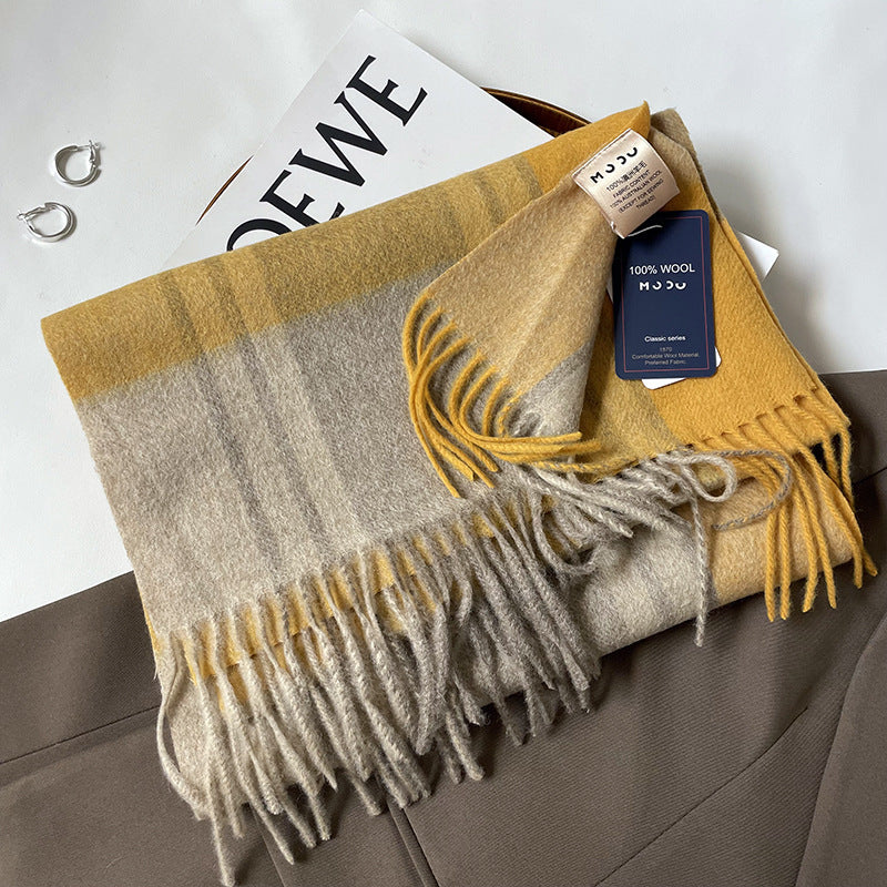 Autumn and Winter Australian Wool Scarf Classic British Scarf Women's Unisex Couple's Warm Scarf