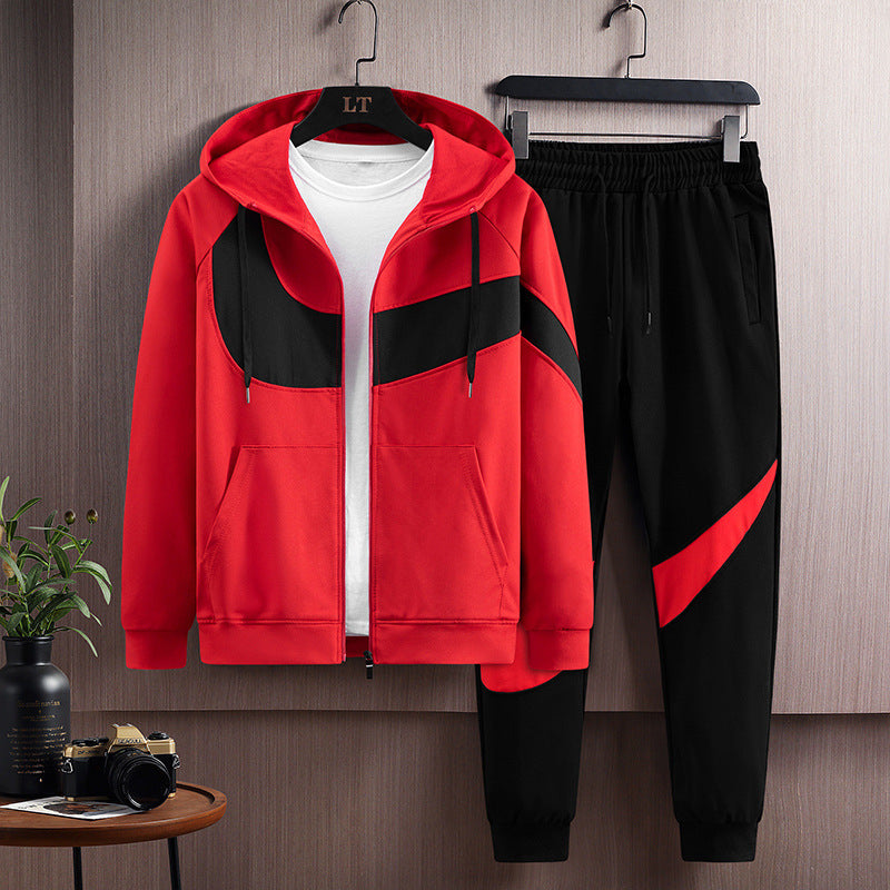 2024 Spring and Autumn Men's Sportswear Casual Suit Men's Hooded Cardigan Sportswear Running Suit Two-Piece Set for Boys